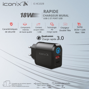 Chargeur Iconix TYPE C IC- HC1028