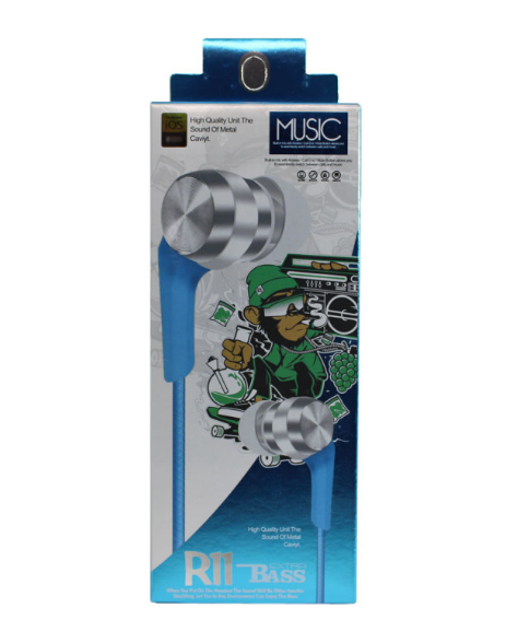 Écouteurs Stéréo avec Micro R11 Extra Bass/Bleu Écouteurs Stéréo avec Micro R11 Extra Bass/Bleu