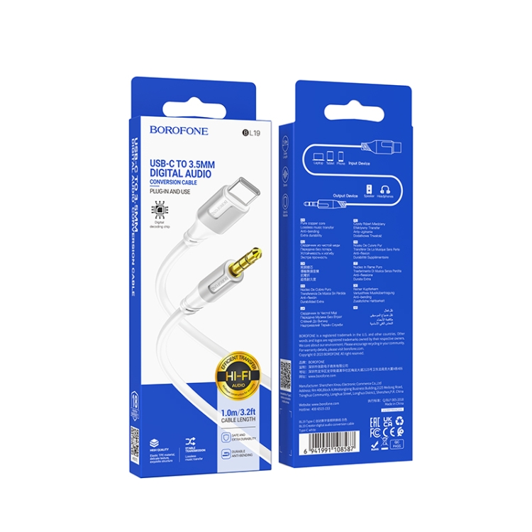 Câble Borofone BL19 Type C Noir Câble Borofone BL19 Type C Noir