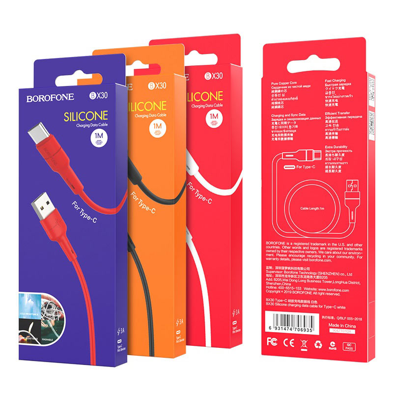 Câble Borofone BX30 USB C Silicone 3A Câble Borofone BX30 USB C Silicone 3A