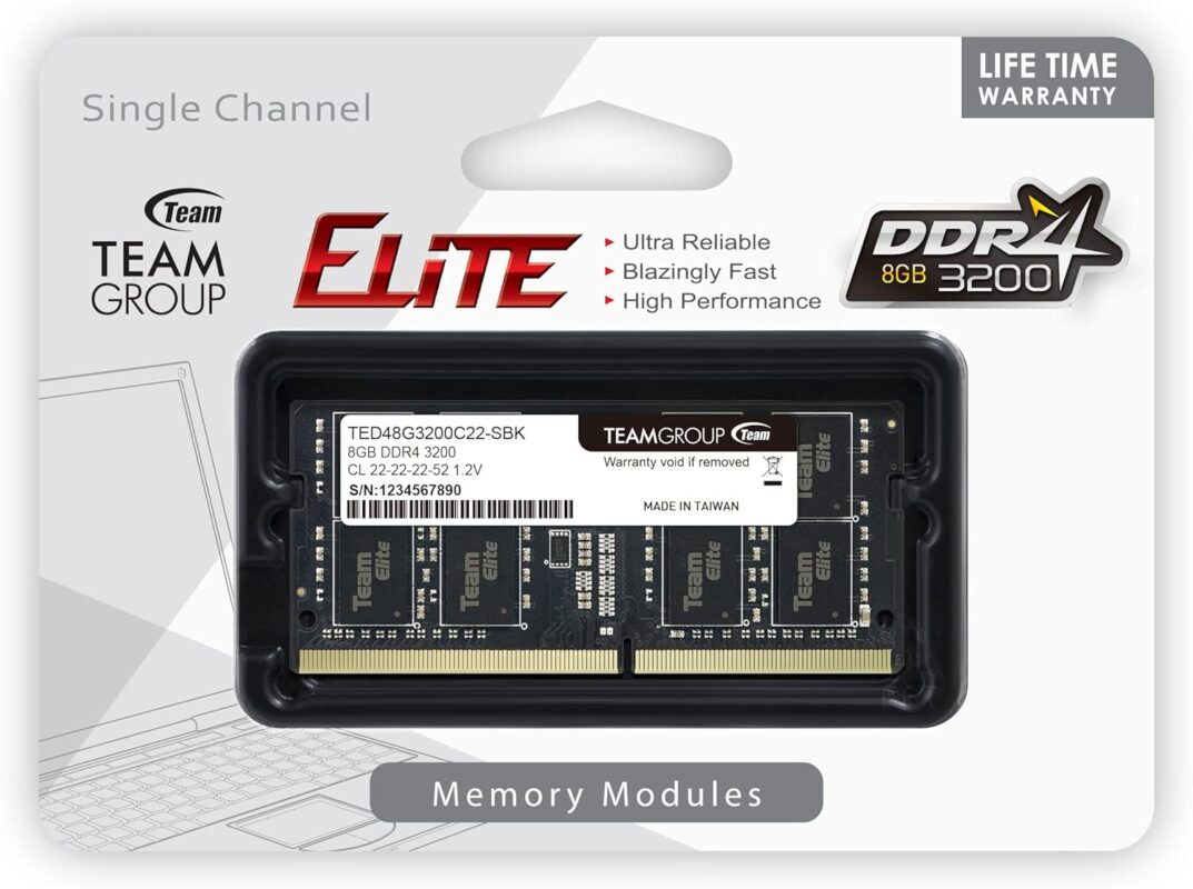 Barrette Mémoire SO-Dimm TeamGroup 8 Go DDR4 – 3200 Mhz